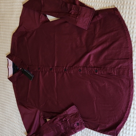 Dress Shirt in burgundy with black diamond print Fall Office Collegiate Career - Picture 5 of 6